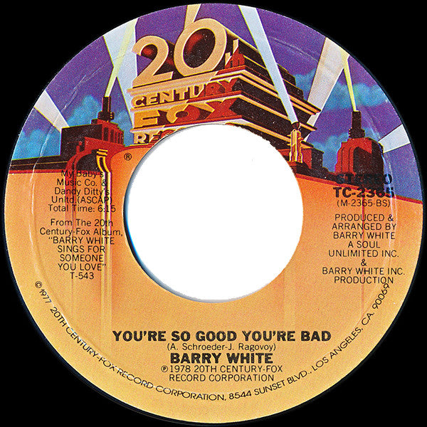 Barry White : Oh What A Night For Dancing (7", Single, Styrene, Ter)
