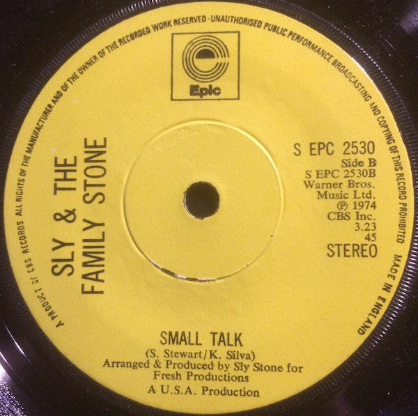 Sly & The Family Stone : Time For Livin' / Small Talk (7", Single, Sol)