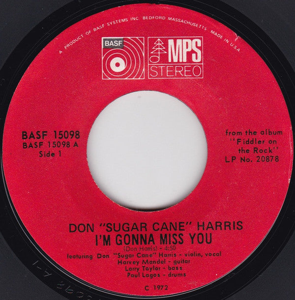 Don "Sugarcane" Harris : I'm Gonna Miss You (7", Single)