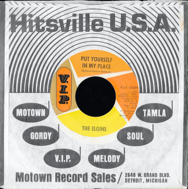 The Elgins : Darling Baby / Put Yourself In My Place (7")