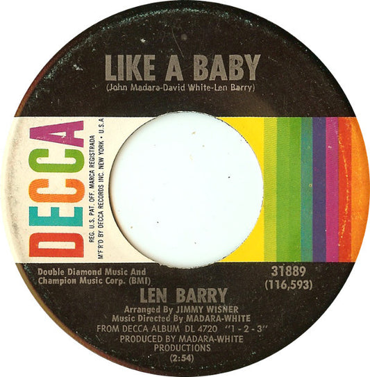 Len Barry : Like A Baby (7", Single, Pin)
