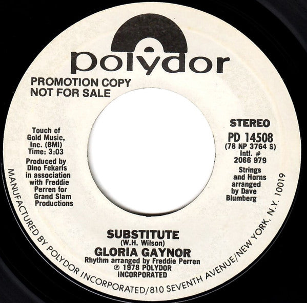 Gloria Gaynor : Substitute (7", Single, Mono, Promo, Styrene)