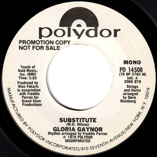 Gloria Gaynor : Substitute (7", Single, Mono, Promo, Styrene)