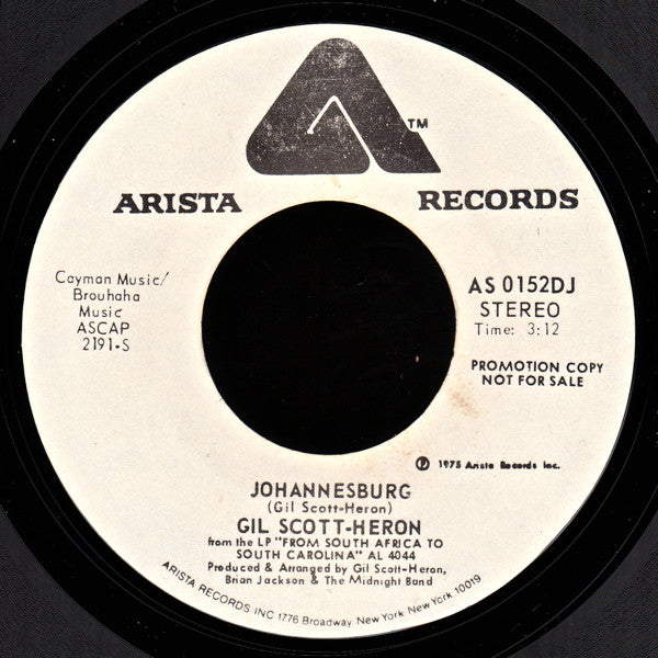 Gil Scott-Heron : Johannesburg (7", Single, Promo, Styrene)
