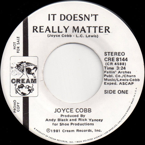 Joyce Cobb : It Doesn't Really Matter (7", Single, Promo)