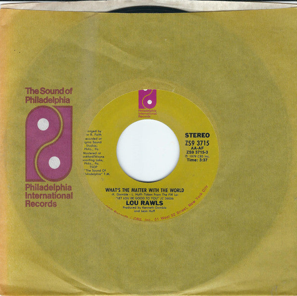 Lou Rawls : What's The Matter With The World / Tomorrow (7", Single, Styrene, Ter)