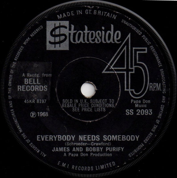 James And Bobby Purify* : Do Unto Me (7", Single, Sol)