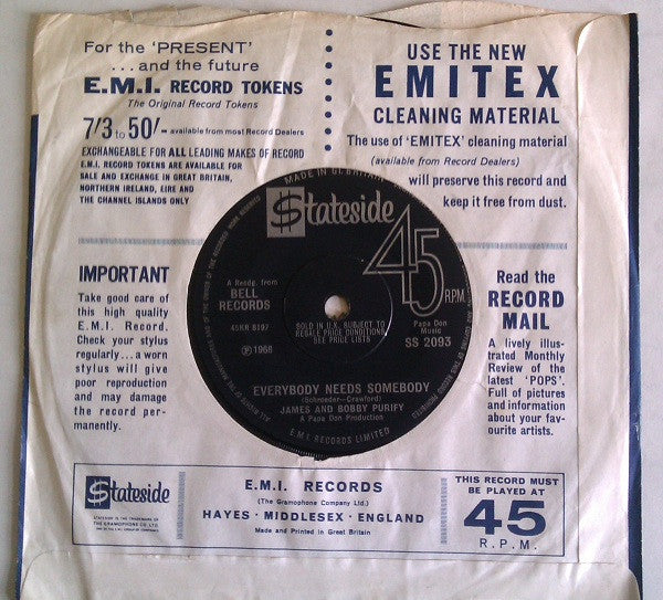 James And Bobby Purify* : Do Unto Me (7", Single, Sol)