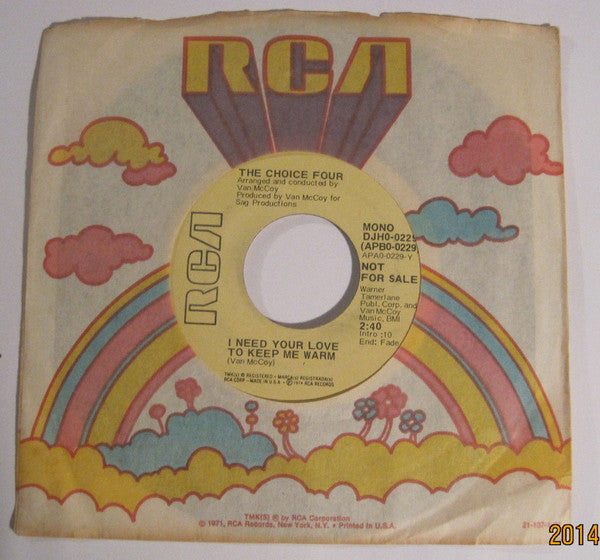The Choice Four : I Need Your Love To Keep Me Warm (7", Promo)
