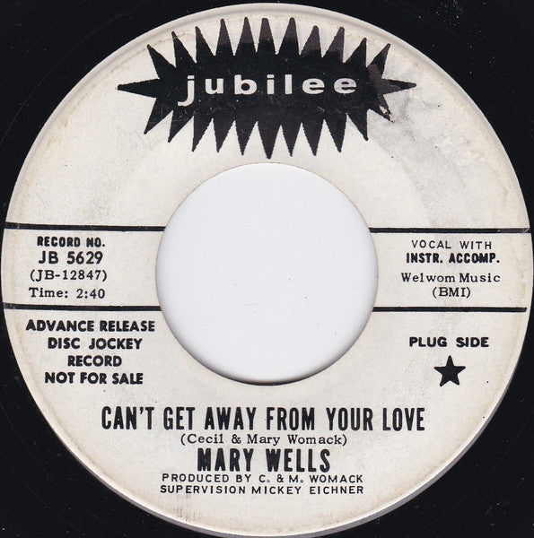 Mary Wells : Can't Get Away From Your Love / Woman In Love (7", Single, Promo)