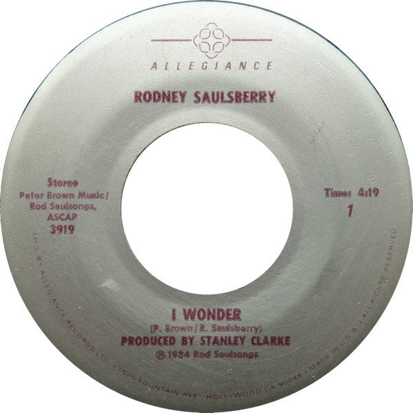 Rodney Saulsberry : I Wonder / Her Song (7", Single)