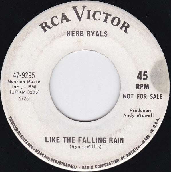 Herb Ryals : Leave Me Alone / Like The Falling Rain (7", Promo)