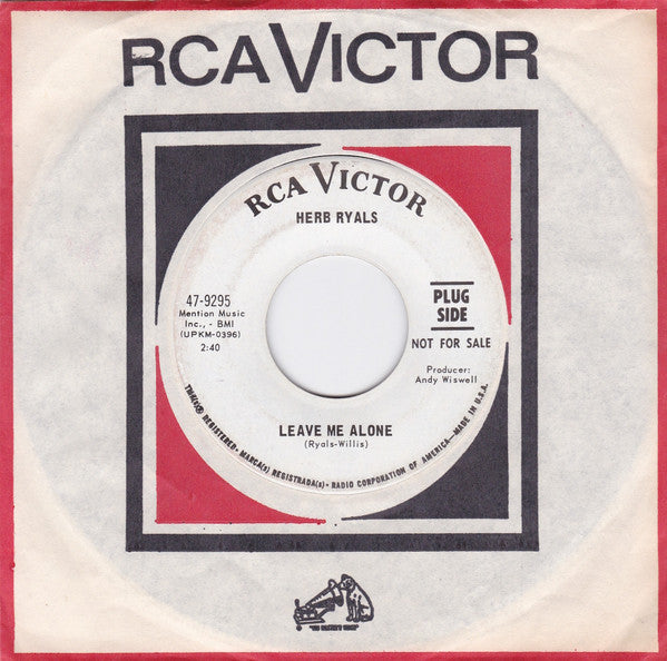 Herb Ryals : Leave Me Alone / Like The Falling Rain (7", Promo)