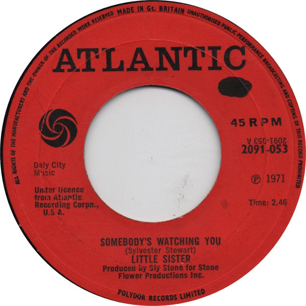 Little Sister : Somebody's Watching You / Stanga (7")