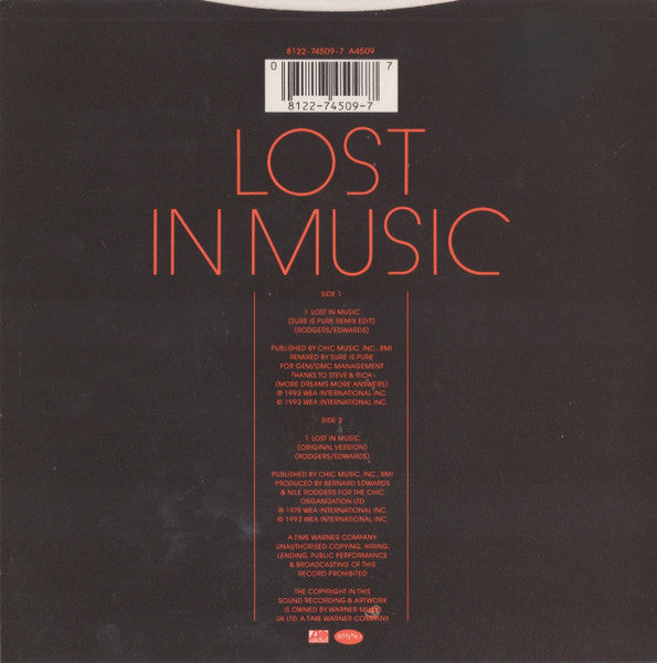 Sister Sledge : Lost In Music (Sure Is Pure Remixes) (7", Single)