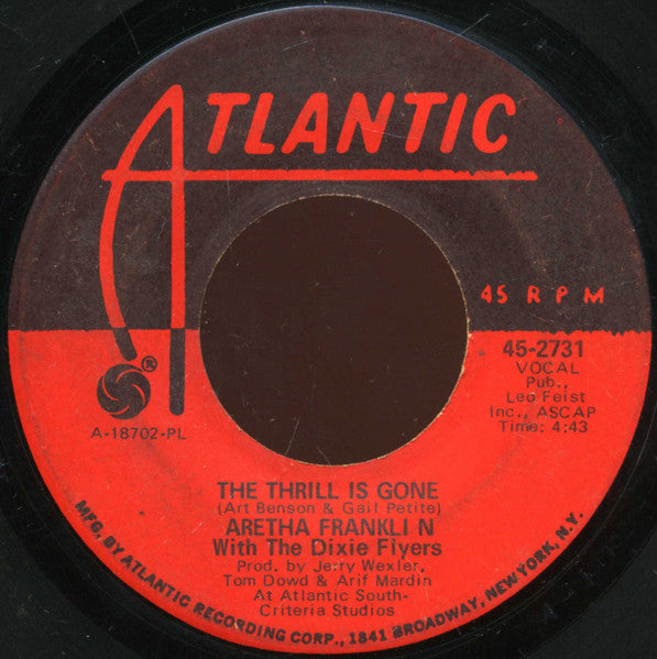 Aretha Franklin With The Dixie Flyers : Spirit In The Dark (7", Pla)