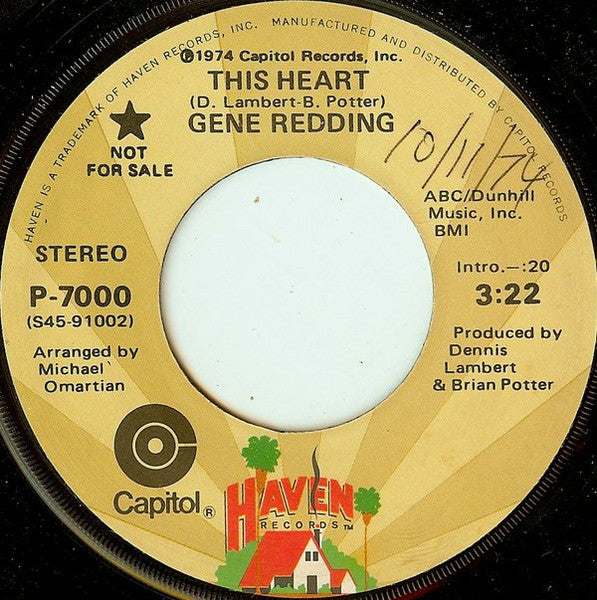 Gene Redding : This Heart (7", Promo)
