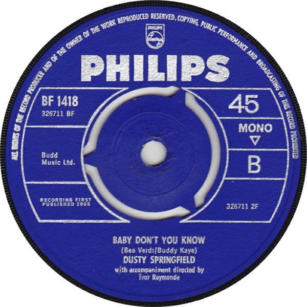 Dusty Springfield : In The Middle Of Nowhere (7", Single, Mono)