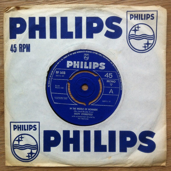 Dusty Springfield : In The Middle Of Nowhere (7", Single, Mono)