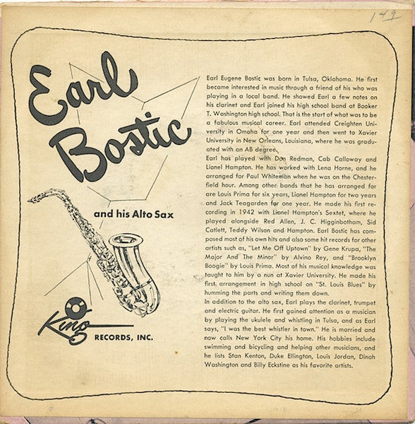 Earl Bostic : Earl Bostic And His Alto Saxophone, Vol. 14 (7", EP, Mono)