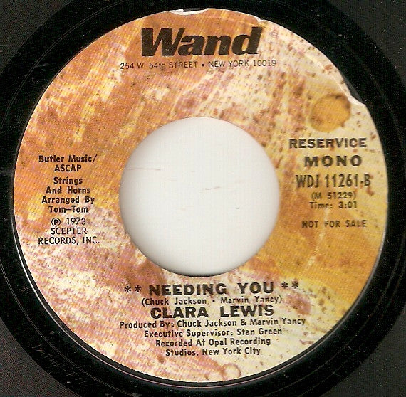 Clara Lewis : Needing You (7", Single, Mono, Promo, Styrene, Res)