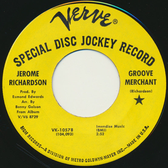 Jerome Richardson : Groove Merchant (7", Single, Promo)
