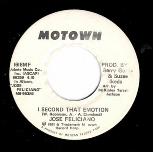 José Feliciano : I Second That Emotion (7", Promo)
