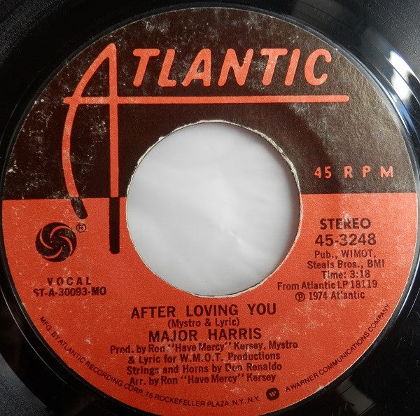 Major Harris : Love Won't Let Me Wait / After Loving You (7", Single, Styrene, Mon)
