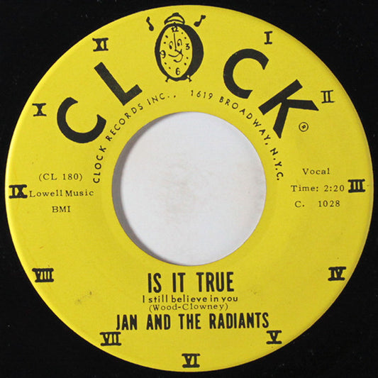 Jan And The Radiants : Is It True / Now Is The Hour (7", Single)