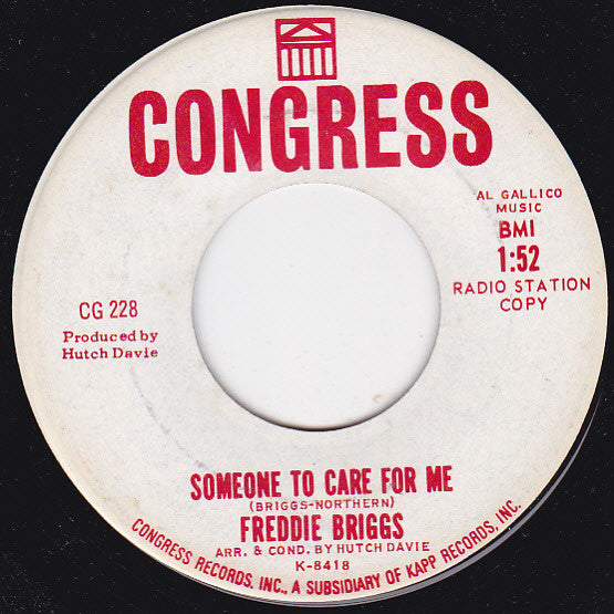 Fred Briggs : The Train Song / Someone To Care For Me (7", Single, Promo)