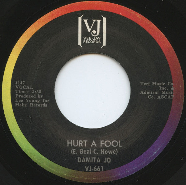 Damita Jo : Hurt A Fool / I'm Waiting For Ships That Never Come In (7", Single)