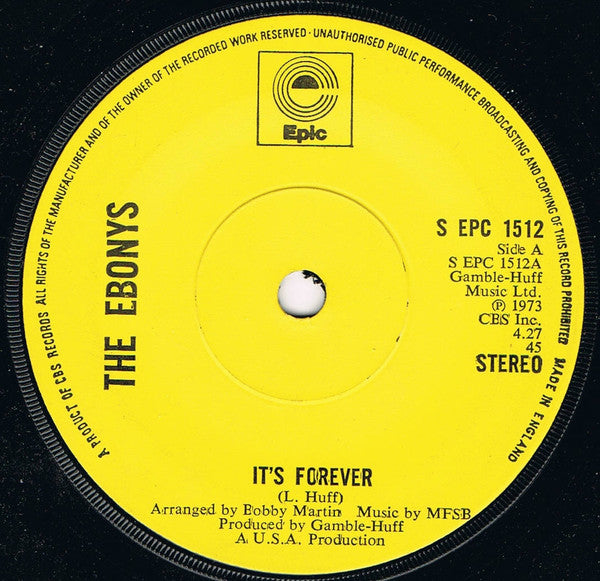 The Ebonys : It's Forever (7", Sol)