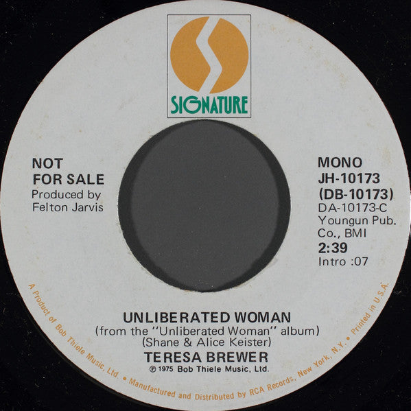 Teresa Brewer : Unliberated Woman (7", Single, Mono, Promo)
