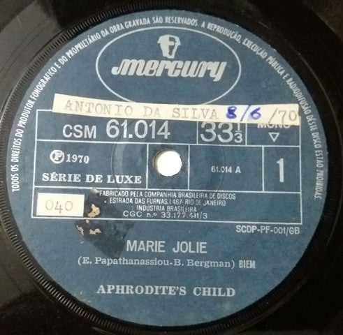 Aphrodite's Child : Marie Jolie (7", Single, Mono)