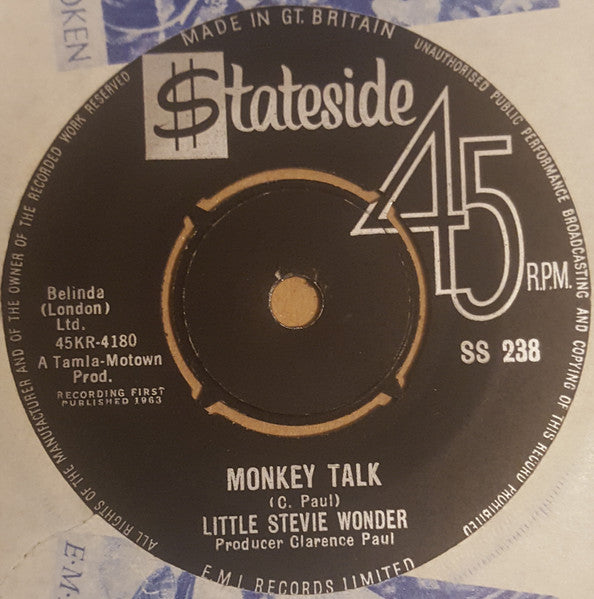 Little Stevie Wonder* : Workout Stevie, Workout / Monkey Talk (7", Single)