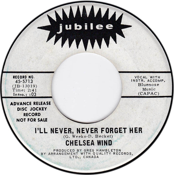 Chelsea Wind : I'm Goin Back / I'll Never, Never Forget Her (7", Single, Promo)