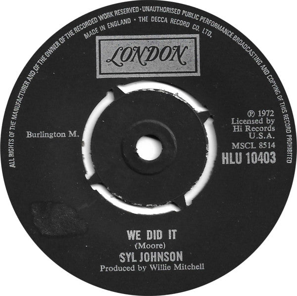 Syl Johnson : We Did It (7", Single)