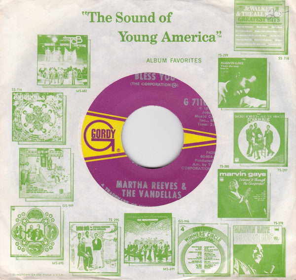 Martha Reeves & The Vandellas : Bless You (7", Single, ARP)