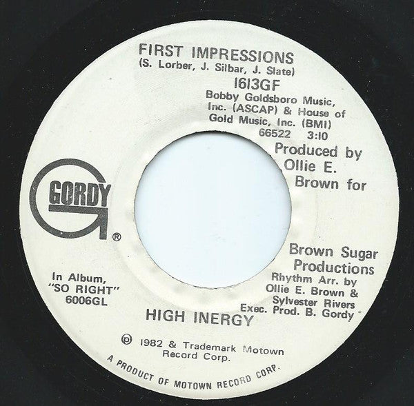 High Inergy : First Impressions (7", Single, Promo)