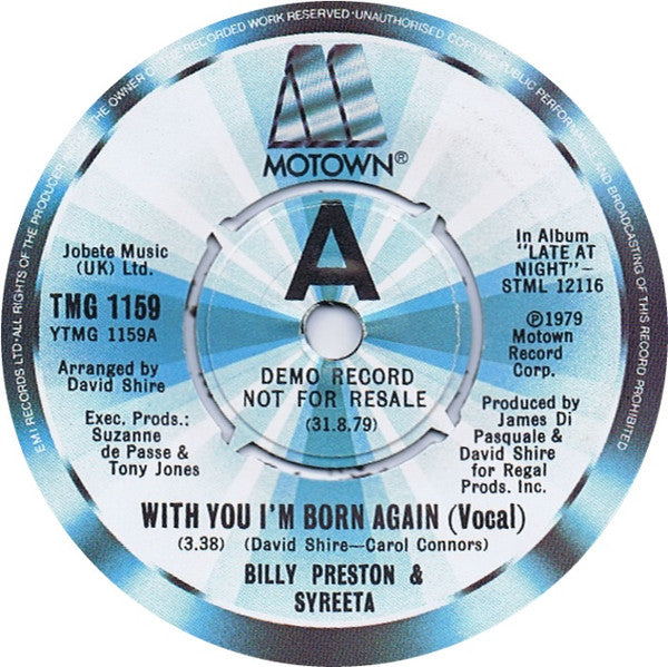 Billy Preston & Syreeta : With You I'm Born Again (7", Single, Promo)