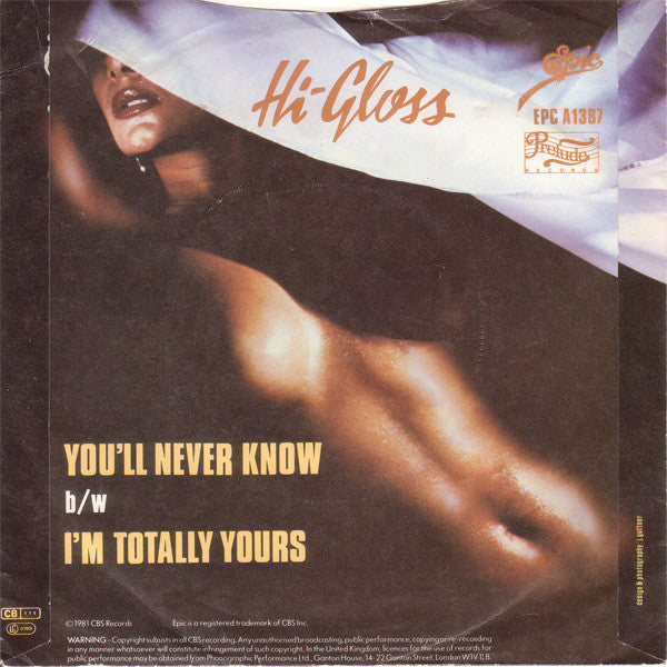 Hi-Gloss : You'll Never Know (7", Single, Inj)