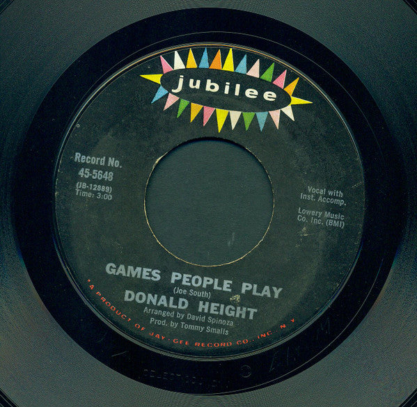 Donald Height : Games People Play (7", Single, Mon)