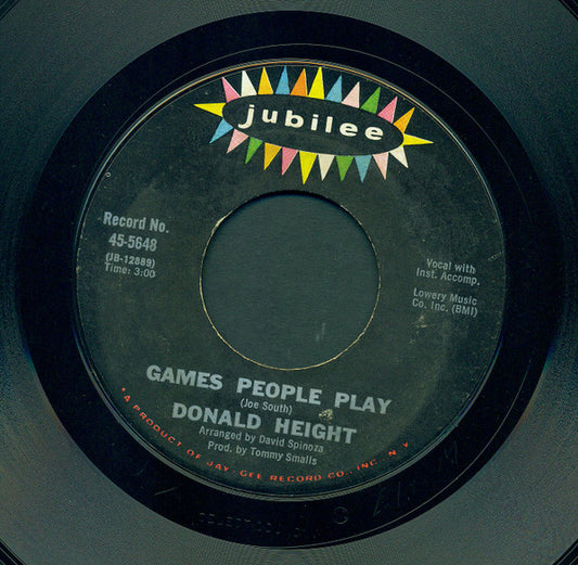 Donald Height : Games People Play (7", Single, Mon)