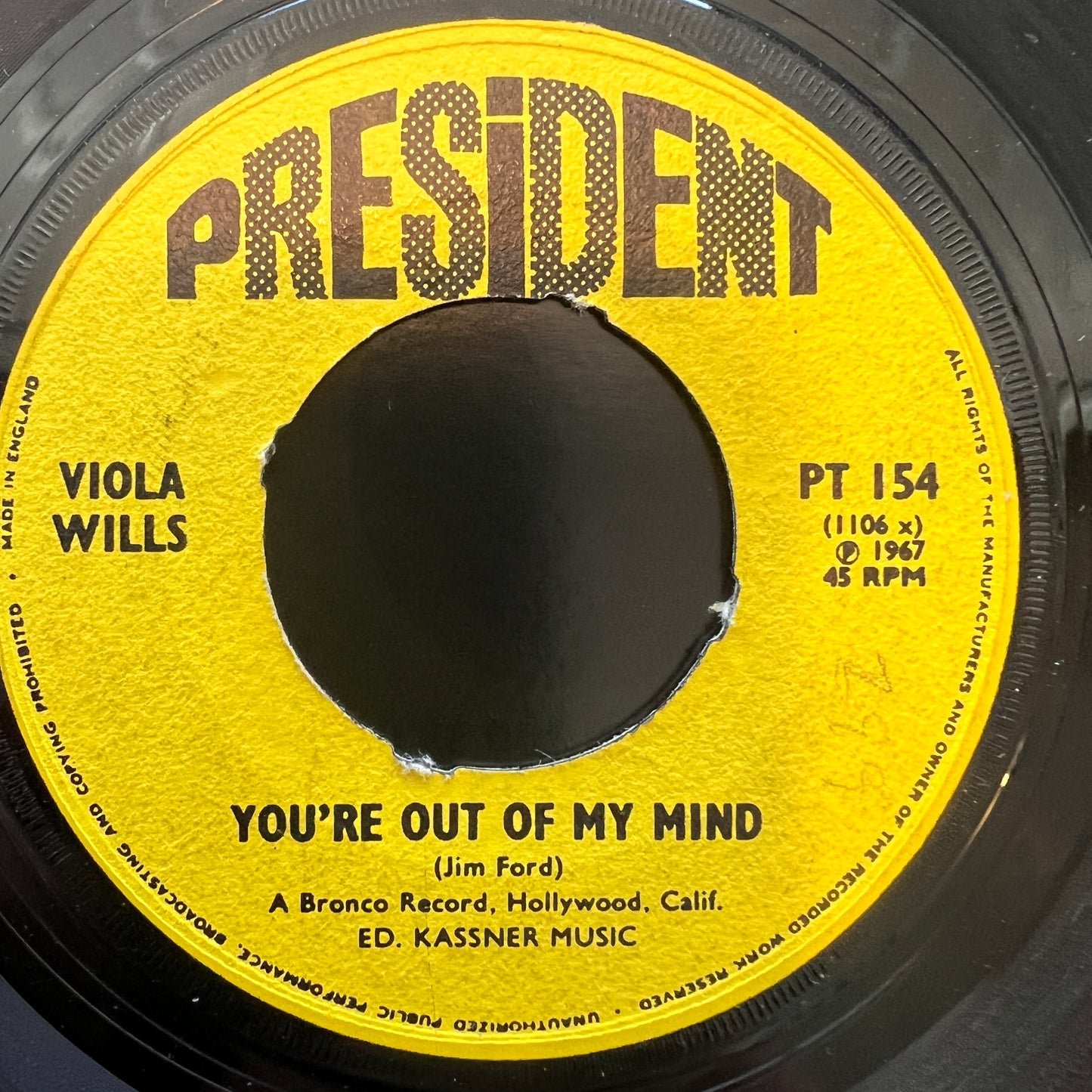 Viola Wills - You're Out Of My Mind (7") (Very Good Plus (VG+))