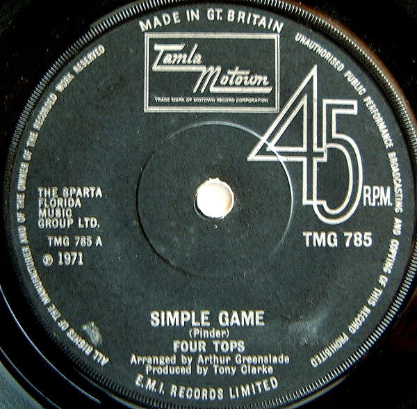 Four Tops : Simple Game (7", Single, Sol)