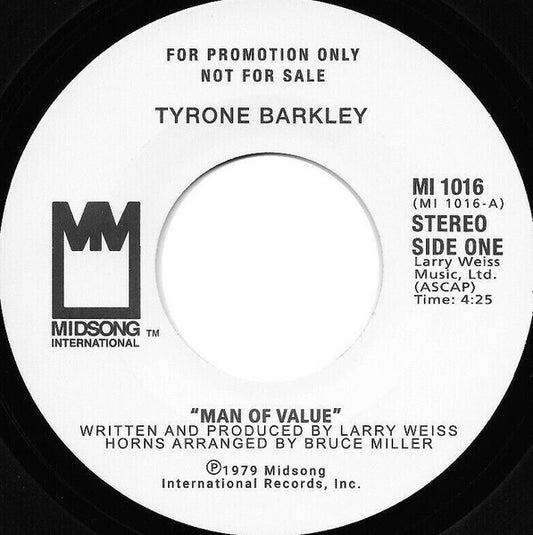 Tyrone Barkley : Man Of Value (7", RE, Unofficial)