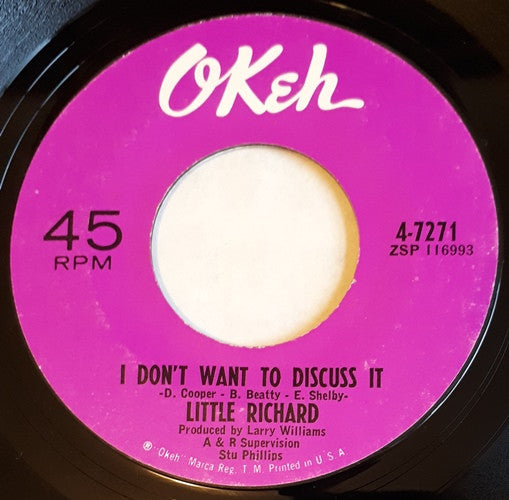 Little Richard : I Don't Want To Discuss It / Hurry Sundown (7", Single, Styrene)