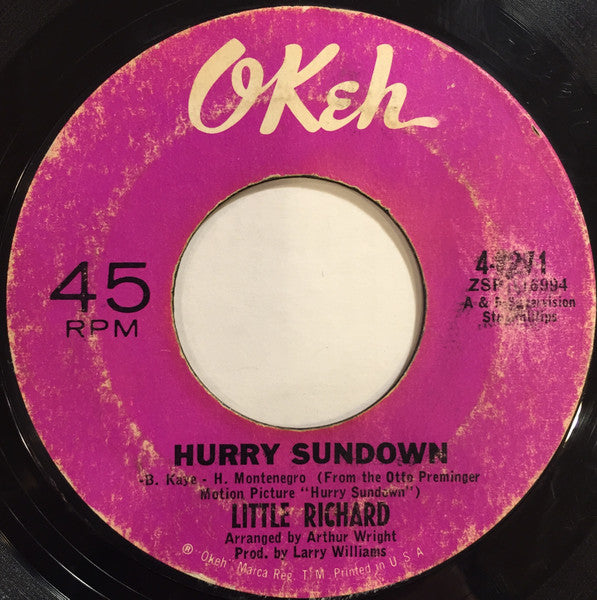 Little Richard : I Don't Want To Discuss It / Hurry Sundown (7", Single, Styrene)