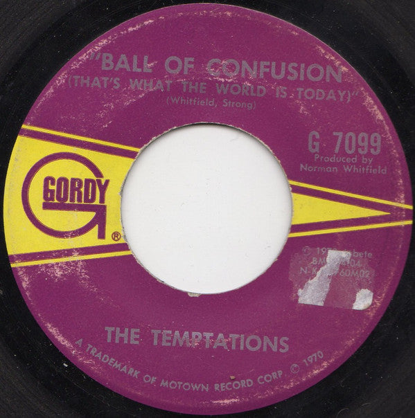 The Temptations : Ball Of Confusion (That's What The World Is Today) (7", Single)