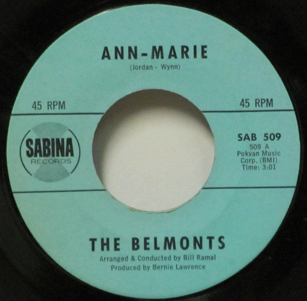 The Belmonts : Ann-Marie / Ac-cent-tchu-ate The Positive (7")